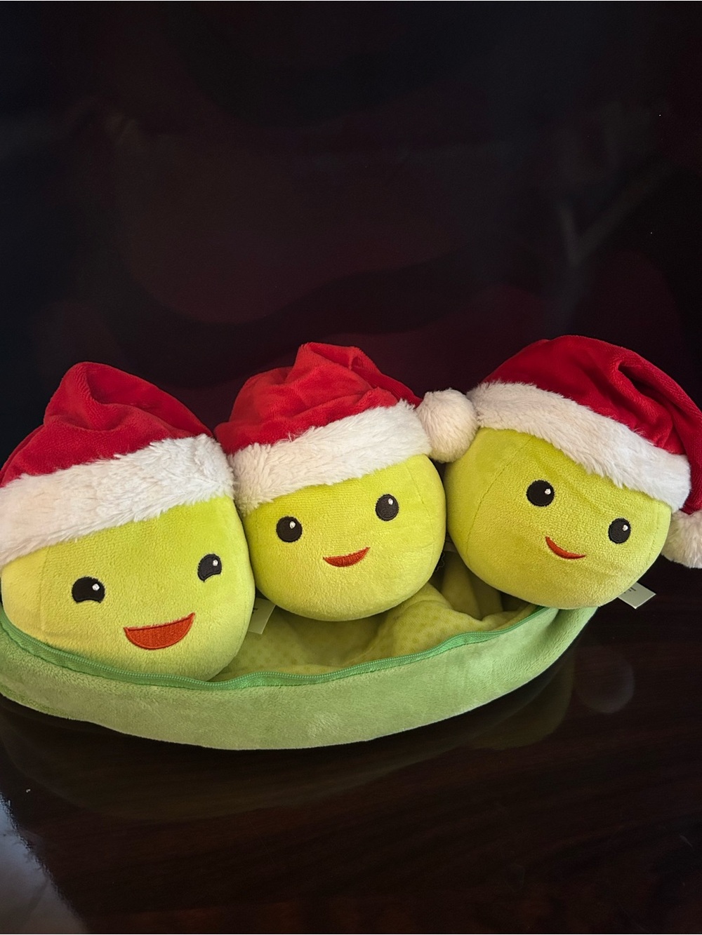 Disney Peas in a Pod Plush Large 19" Zipper Pea Pod Santa Hats Christmas Pixar